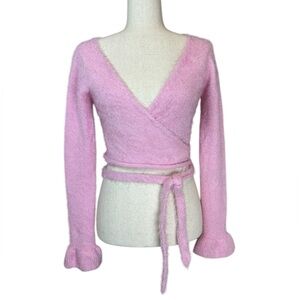 Dolls Kill Sugar Thrillz Cherish My Love Soft Girl Fuzzy Wrap Sweater Sz M